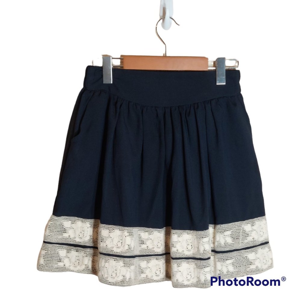 Comme Toi Dark Navy Lace Skirt - Size S